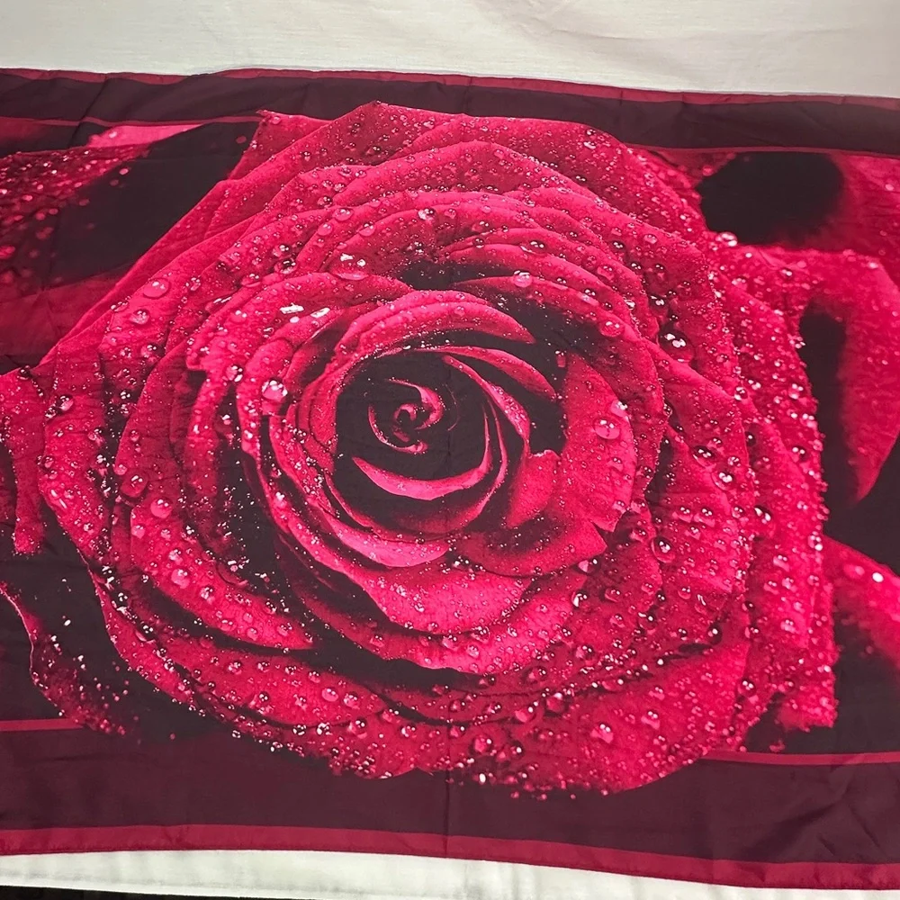 Effy Hemation Pink Dew Drop Rose Satin Scarf Floral Statement Wrap Romantic XL